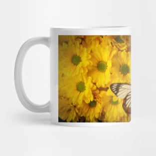 Colorful Butterfly On Yellow Poms Mug